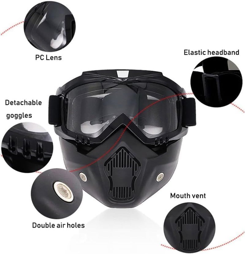 YBJMSFA MICH Airsoft Helmet andMaskwith Detachable Anti-Fog Goggles Protective Full Face Tactical Mask,AdjustableTactical Vest Outdoor Ultra-Light Breathable Training Airsoft Vest Kit - Image 1
